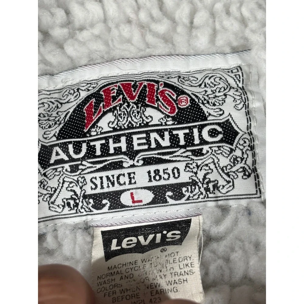 Levis Mens Vintage Sherpa Lined Denim Trucker Jacket 70609-4891 Blue Large - Picture 2 of 10